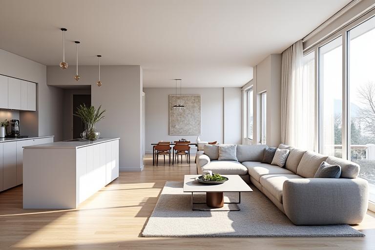 Vue d'un appartement lumineux et moderne au centre de Lyon