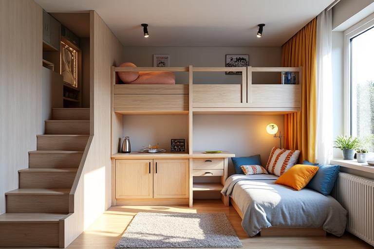 Petit studio étudiant optimisé avec mezzanine et rangements